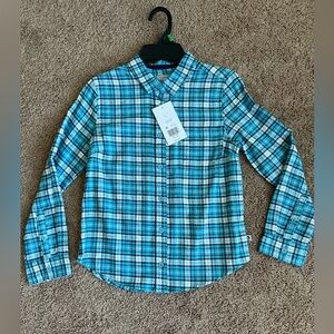 Blue Plaid Kids Shirt size large, flannel